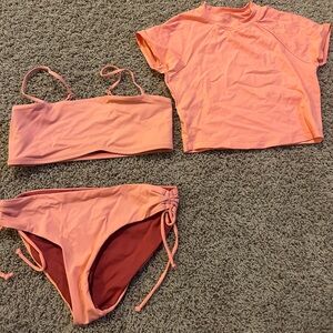 Jolyn Peach Pink Three-Piece Swim Set